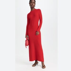 Proenza Schouler Runway Lara Knit Boucle Red Maxi Long Sleeve Occassion Dress S